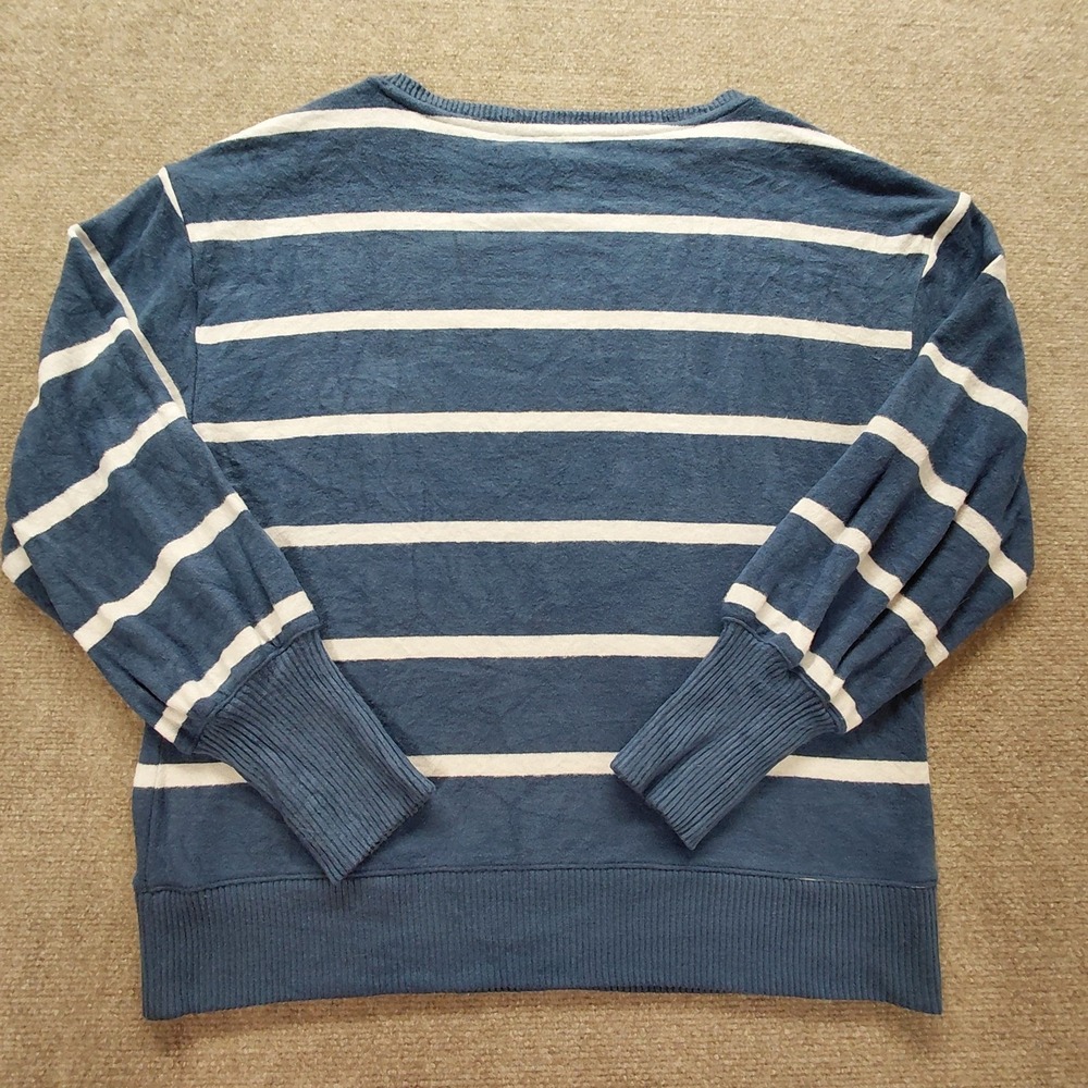 Sonoma Boat Neck Blue Stripe Sweater Pullover Women L Knit Long Sleeve Coastal - Picture 9 of 12